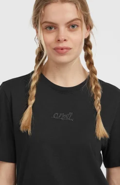 DamesEssentials Script T-shirt| Zwart