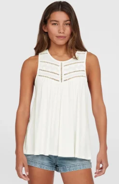 DamesEssentials Tokeena tanktop met borduursel| Wit