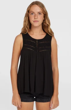 DamesEssentials Tokeena tanktop met borduursel| Zwart