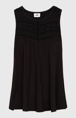 DamesEssentials Tokeena tanktop met borduursel| Zwart