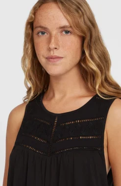 DamesEssentials Tokeena tanktop met borduursel| Zwart