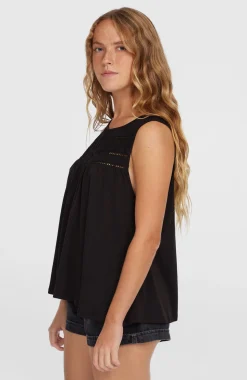 DamesEssentials Tokeena tanktop met borduursel| Zwart
