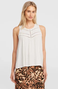 DamesEssentials Tokeena tanktop met borduursel| Wit
