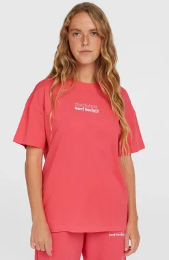 DamesFuture Surf Society T-shirt| Roze