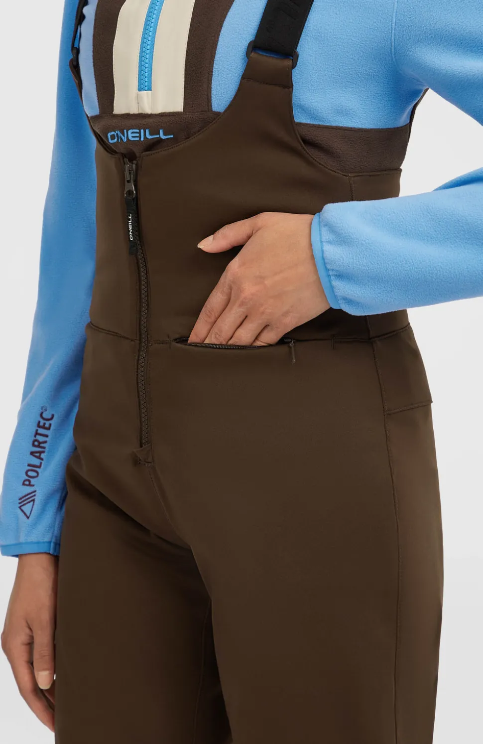 DamesFWC'Cruz Softshell wintersportbroek met bretels| Bruin
