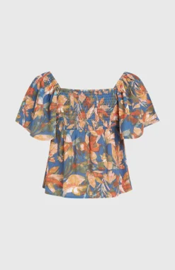 DamesHuges geweven top| Blauw