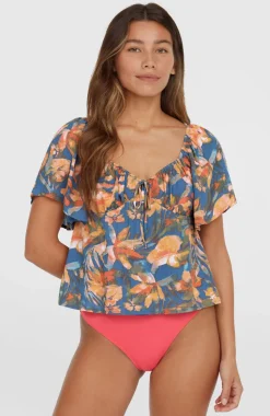 DamesHuges geweven top| Blauw