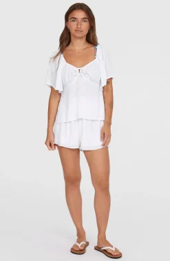 DamesHuges geweven top| Wit