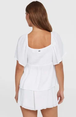 DamesHuges geweven top| Wit