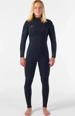 DamesHyperfreak Fire 5/4mm+ Chest Zip Full Wetsuit| Zwart