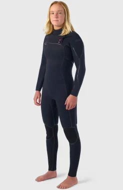 DamesHyperfreak Fire 4/3mm+ Chest Zip Full Wetsuit| Zwart