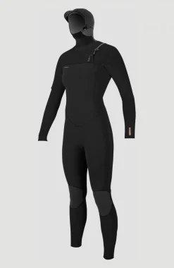 DamesHyperfreak Plus 5/4mm Chest Zip Full Wetsuit with Hood| Zwart