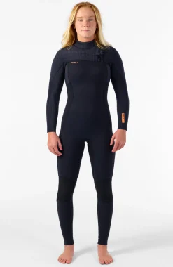 DamesHyperfreak Plus 5/4mm Chest Zip Full Wetsuit| Zwart