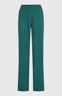 DamesJohnny broek met gesmokte taille| Groen