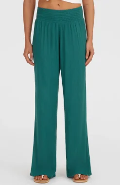 DamesJohnny broek met gesmokte taille| Groen