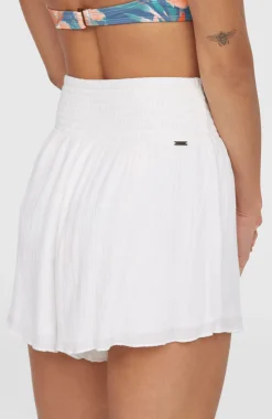 DamesJohnny Smocked Waist short| Wit