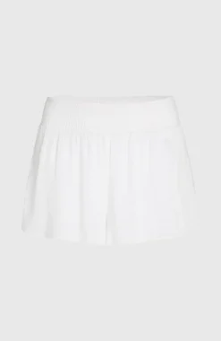 DamesJohnny Smocked Waist short| Wit