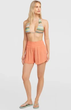 DamesJohnny Smocked Waist short| Oranje