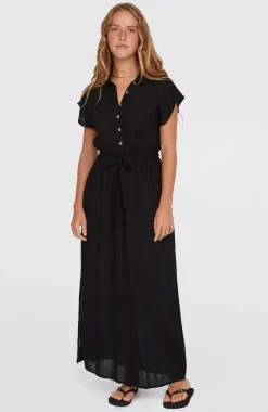 DamesLori Maxi overhemdjurk| Zwart