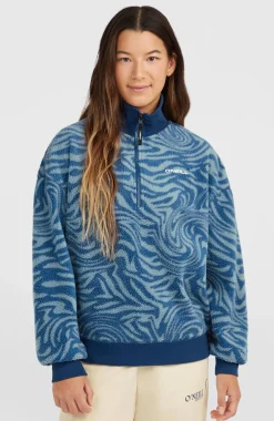 DamesMust-Have fleecetrui met halve rits| Blauw