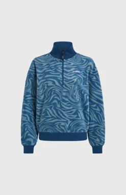 DamesMust-Have fleecetrui met halve rits| Blauw