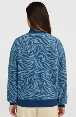 DamesMust-Have fleecetrui met halve rits| Blauw