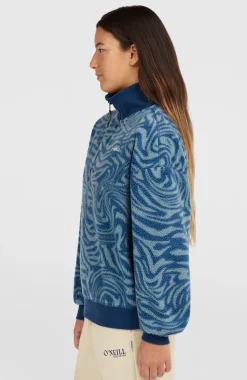DamesMust-Have fleecetrui met halve rits| Blauw
