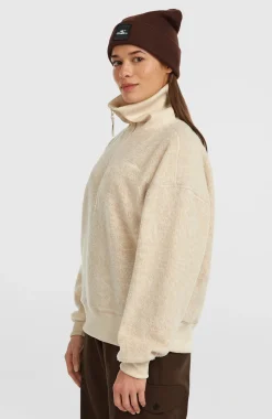 DamesMust-Have fleecetrui met halve rits| Beige