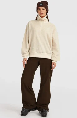 DamesMust-Have fleecetrui met halve rits| Beige