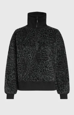 DamesMust-Have fleecetrui met halve rits| Zwart