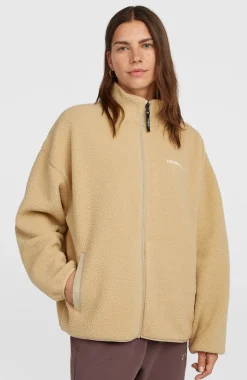 DamesMust-Have High-Pile fleecevest met volledige rits| Beige