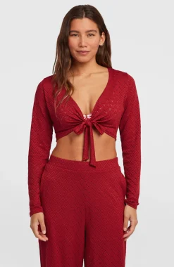 DamesO'Riginals Knotted shirt met lange mouwen| Rood