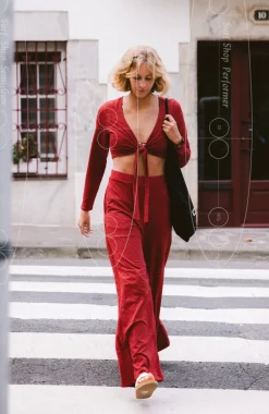 DamesO'Riginals Knotted shirt met lange mouwen| Rood
