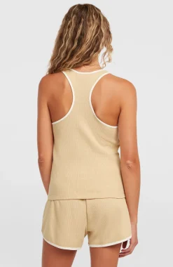 DamesO'Riginals tanktop van gewafelde stof| Beige