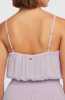 DamesPlaysuit met knoopsluiting en dunne bandjes| Paars