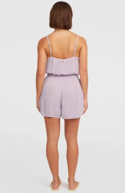 DamesPlaysuit met knoopsluiting en dunne bandjes| Paars