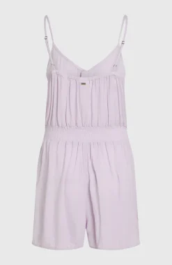 DamesPlaysuit met knoopsluiting en dunne bandjes| Paars