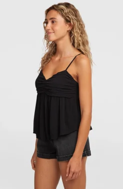 DamesReeta geweven top| Zwart