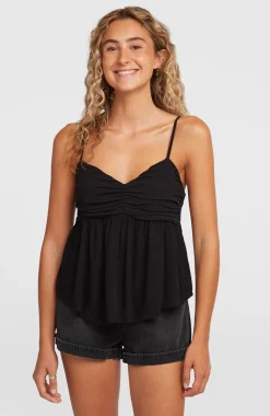 DamesReeta geweven top| Zwart