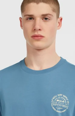 HerenChest Print T-shirt| Blauw