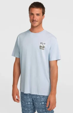 HerenChest Print T-shirt| Blauw