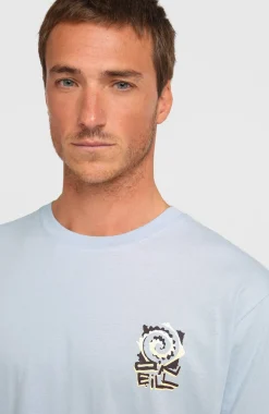 HerenChest Print T-shirt| Blauw