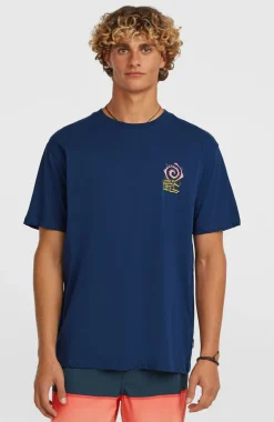 HerenChest Print T-shirt| Blauw