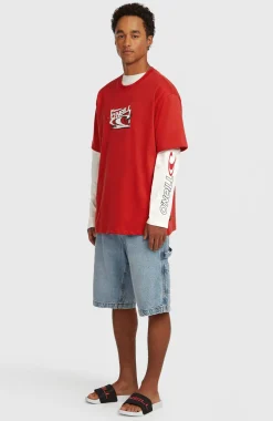 HerenEssentials 90s Logo T-shirt| Rood