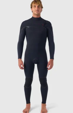 HerenHyperfreak Fire 4/3mm+ Chest Zip Full Wetsuit| Zwart