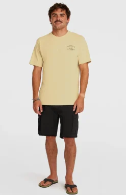 HerenMelange Chest-Print T-shirt| Beige
