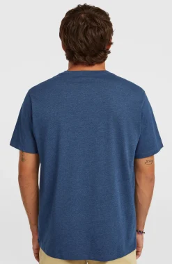 HerenMelange Chest-Print T-shirt| Blauw