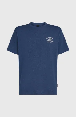 HerenMelange Chest-Print T-shirt| Blauw