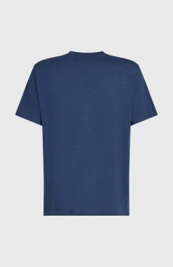 HerenMelange Chest-Print T-shirt| Blauw