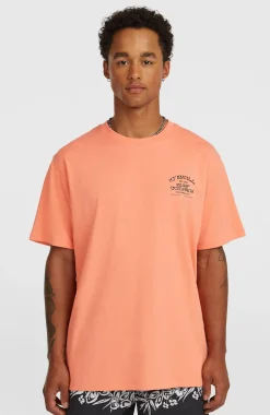 HerenMelange Chest-Print T-shirt| Oranje